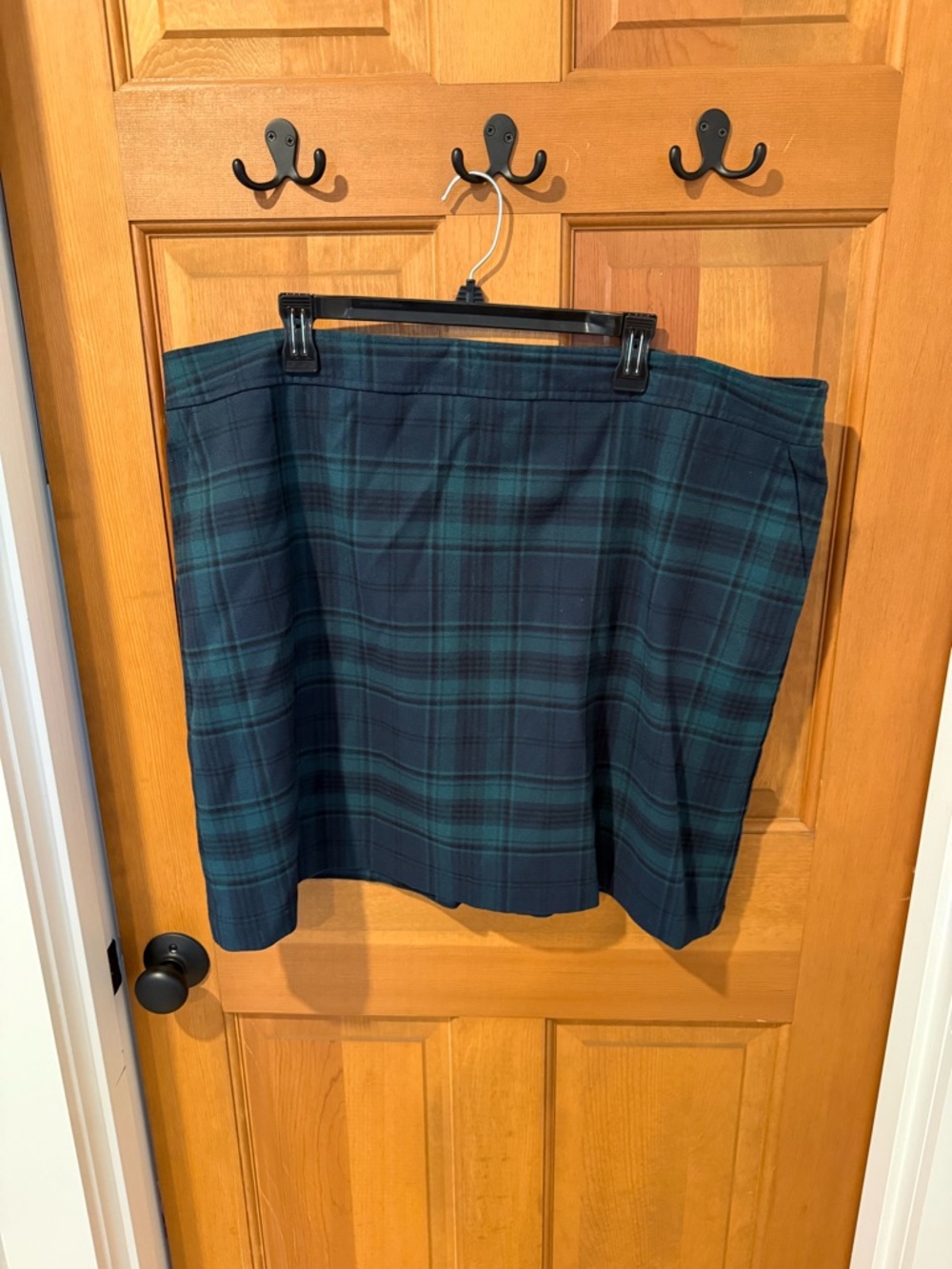LOFT Dark Green and Navy Plaid Mini Skirt